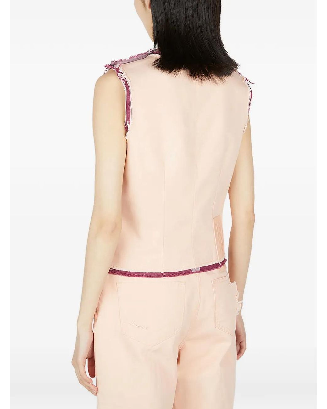 Raf Simons Natural Sleeveless Frayed Top