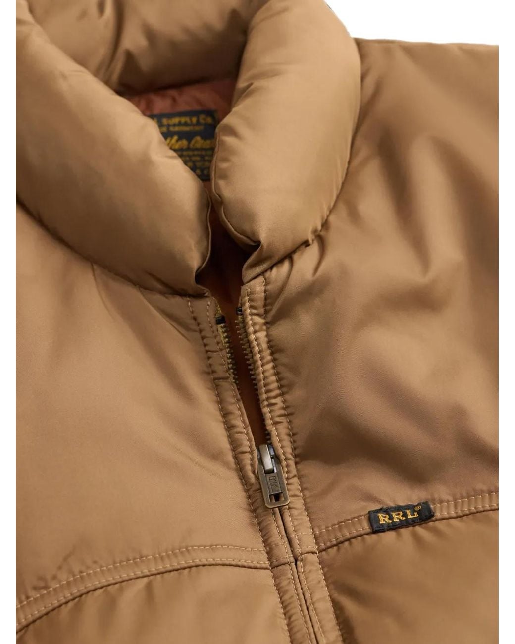RRL Brown Quilted Zip-Up Coat for men