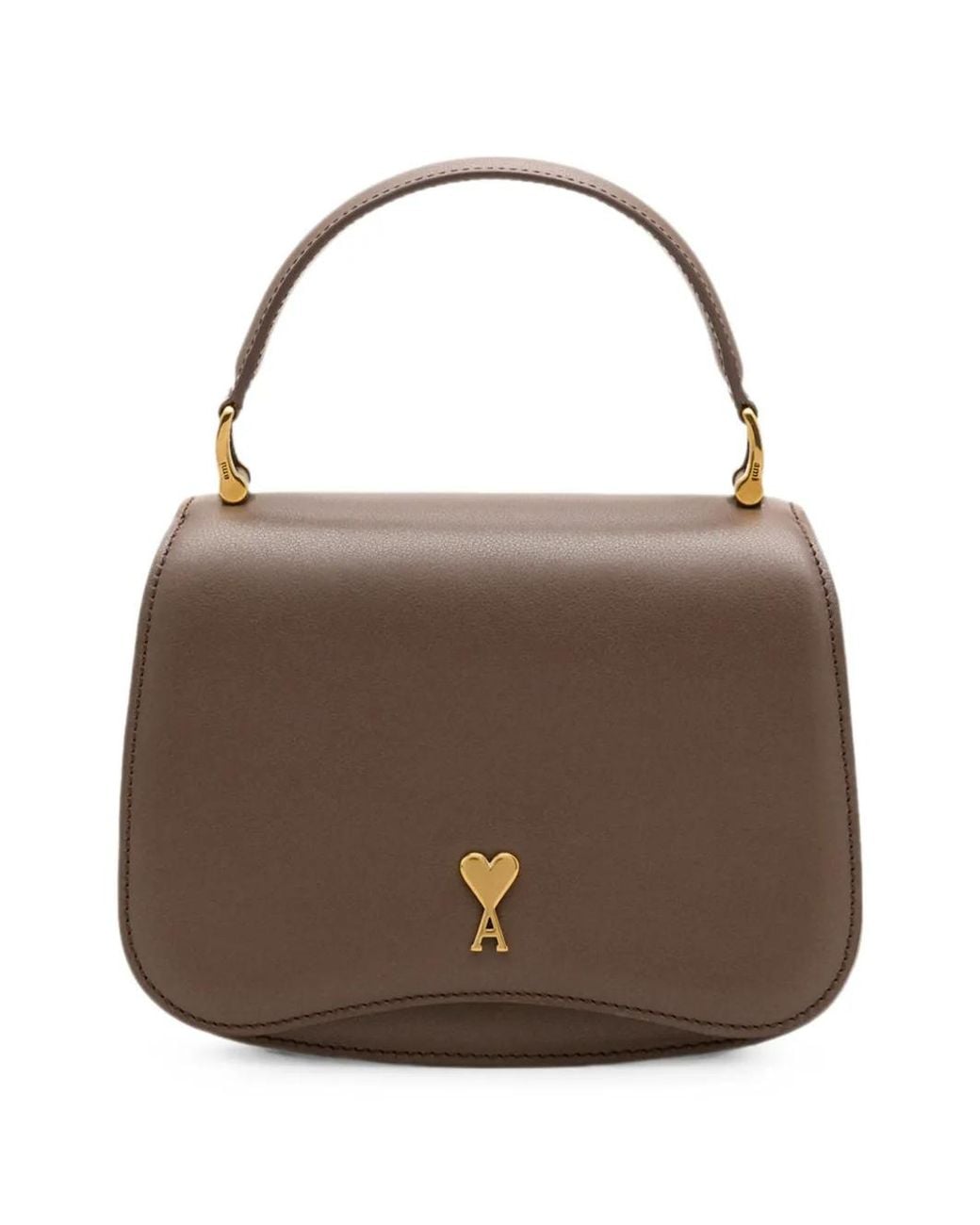 AMI Brown Cowhide Leather Paris Paris Top Handle Bag