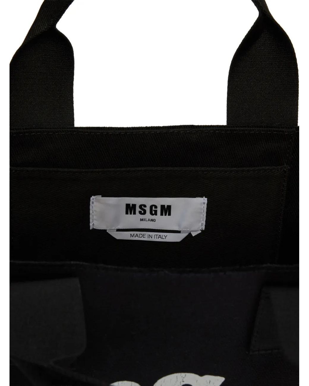 MSGM Black Heart-Print Tote Bag