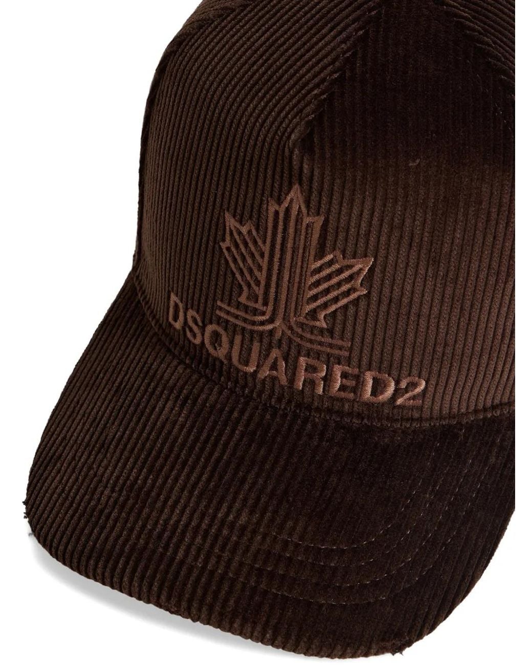 DSquared² Brown Cotton Polyester Embroidered Baseball Caps for men