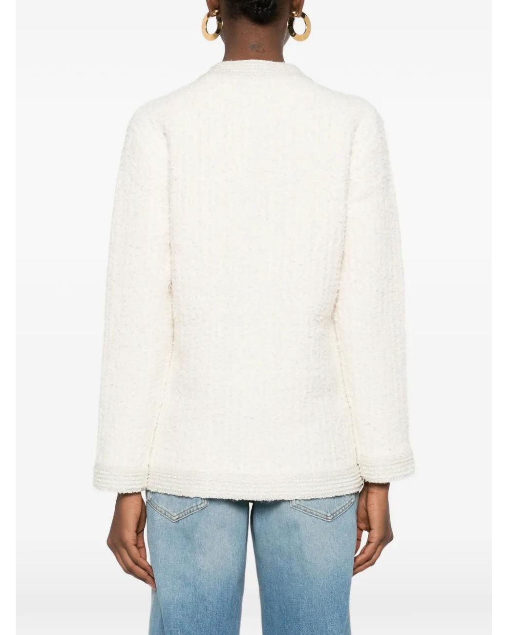 Gucci White Geknöpfte Jacke Mit Aufgesetzten Taschen