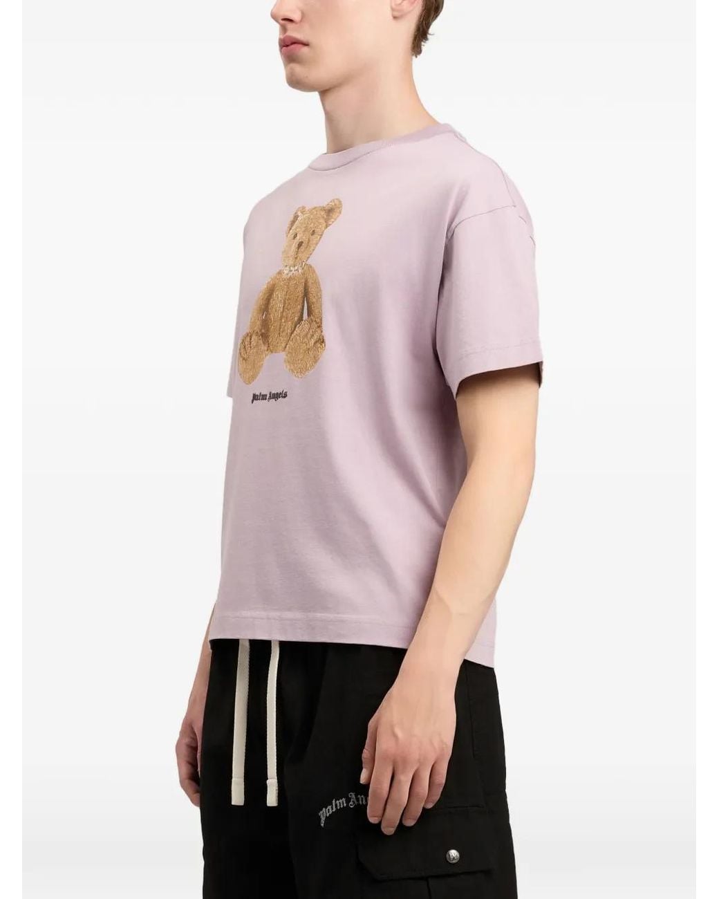 Palm Angels Pink Bear T-Shirt for men