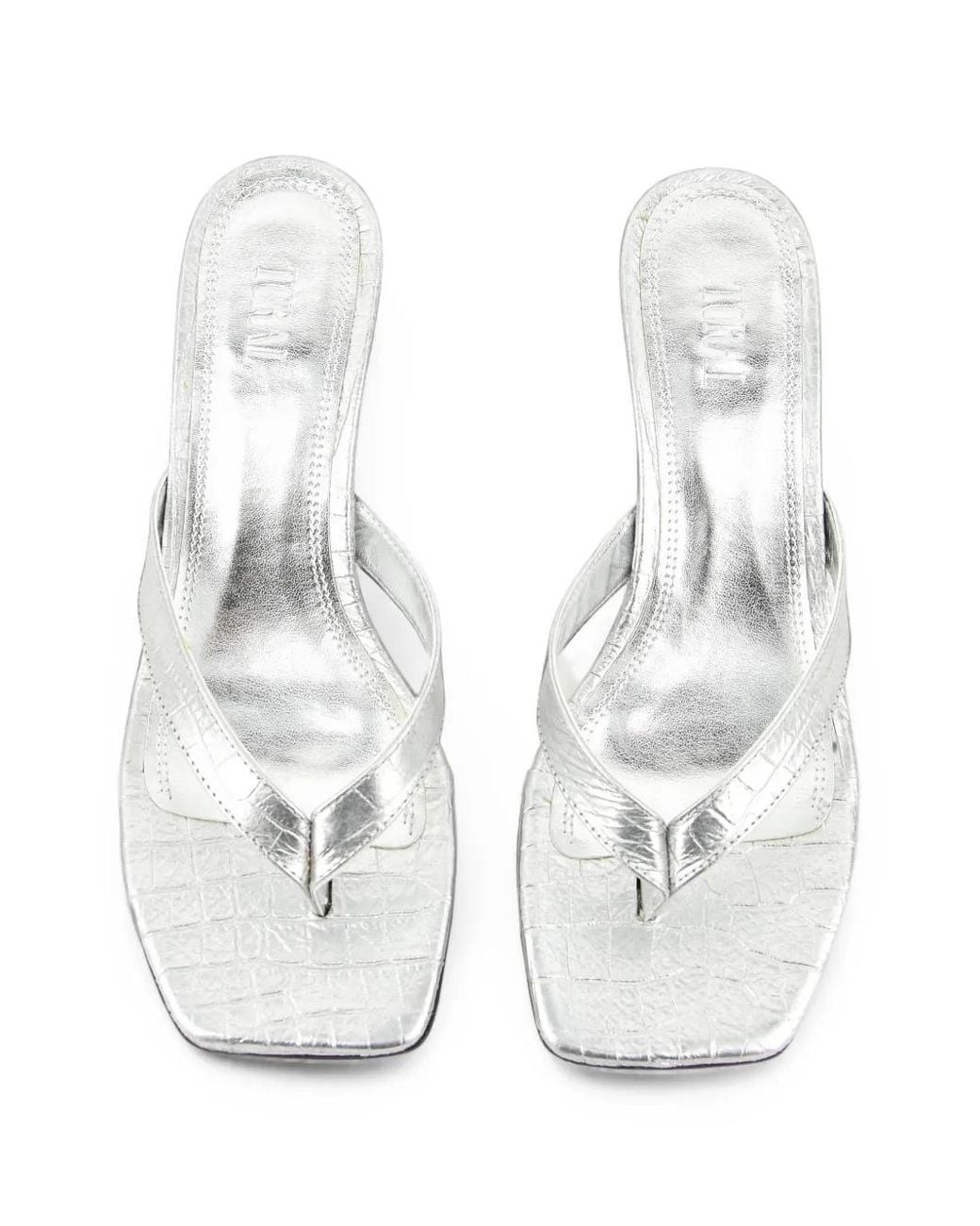 Toral Shoes White Rocio Croc-Effect Leather Heeled Sandals