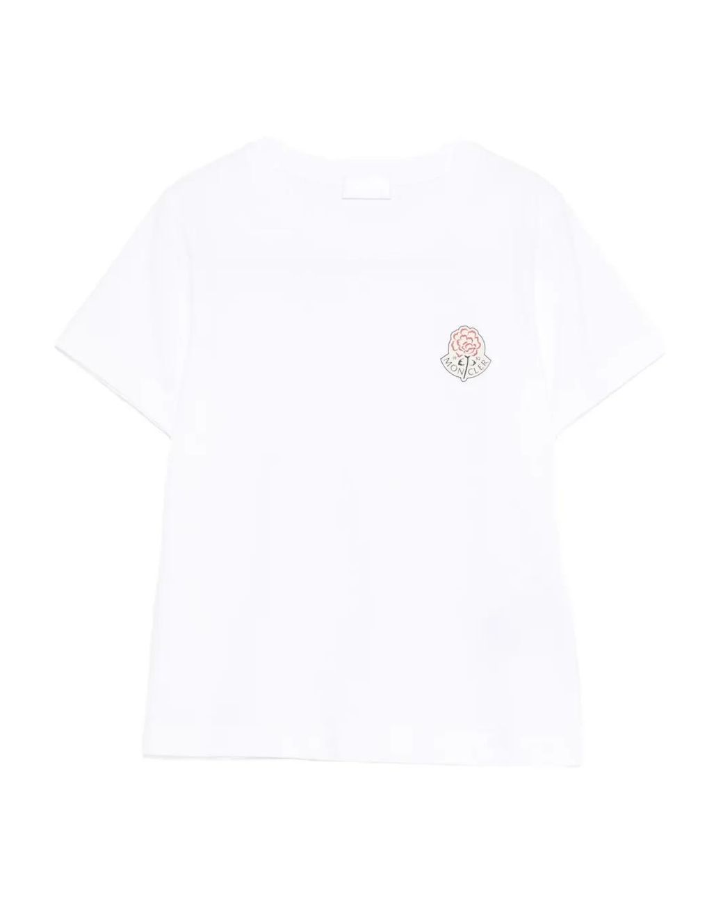 Moncler White Round-Neck T-Shirt With Logo Patch Detail