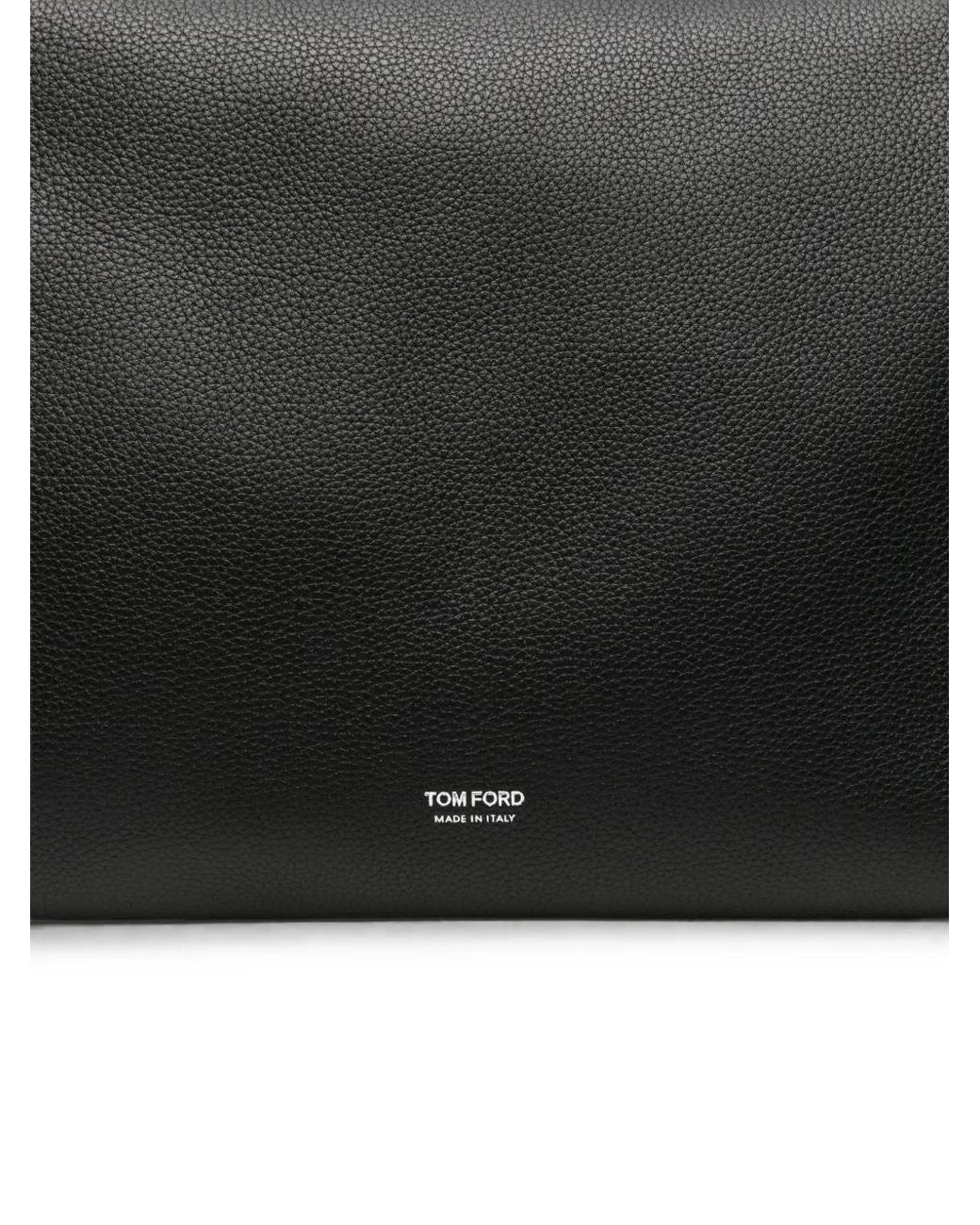 Tom Ford Black Grained Leather Laptop Bag for men