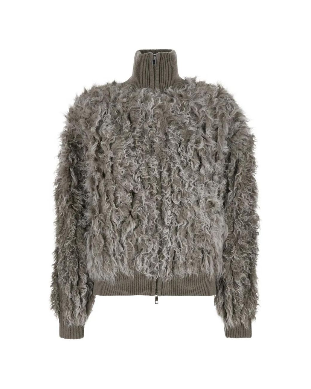 P.A.R.O.S.H. Gray Curly-Knit Zip-Up Jacket