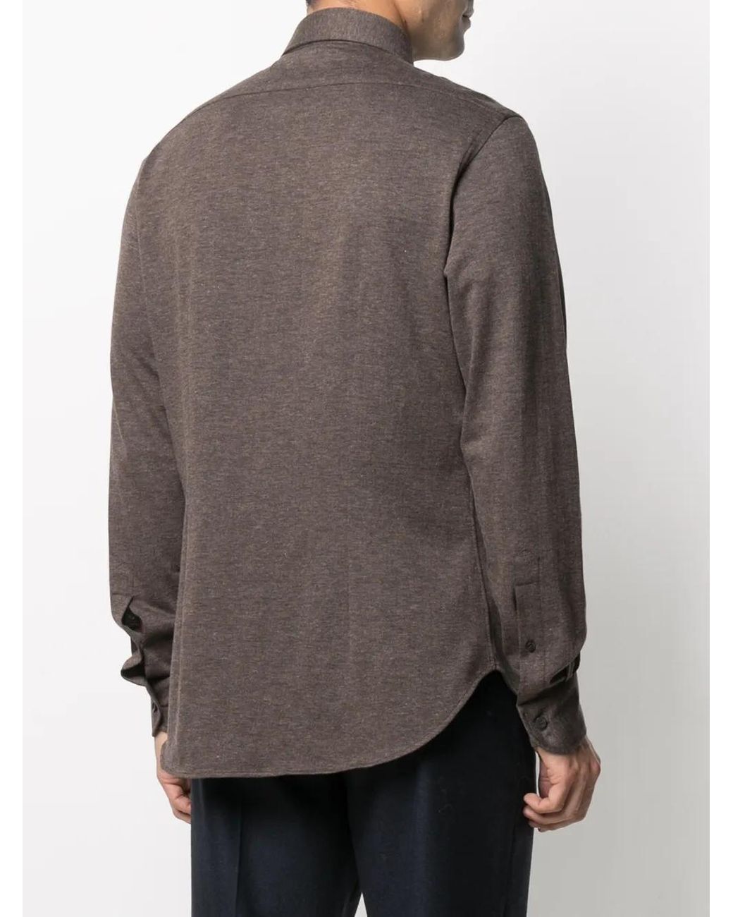 Orian Brown Spread Collar Piqué Shirt for men