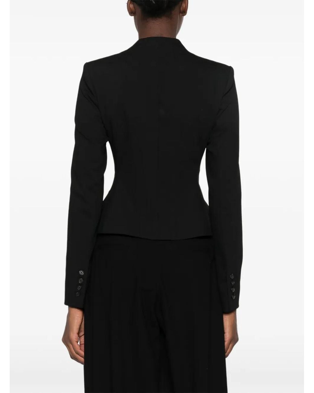 Staud Black Adrian Button-Up Fitted Jacket