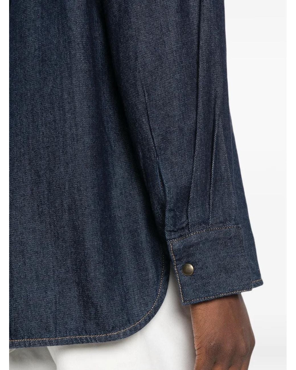 Yerse Blue Button-Down Denim Shirt