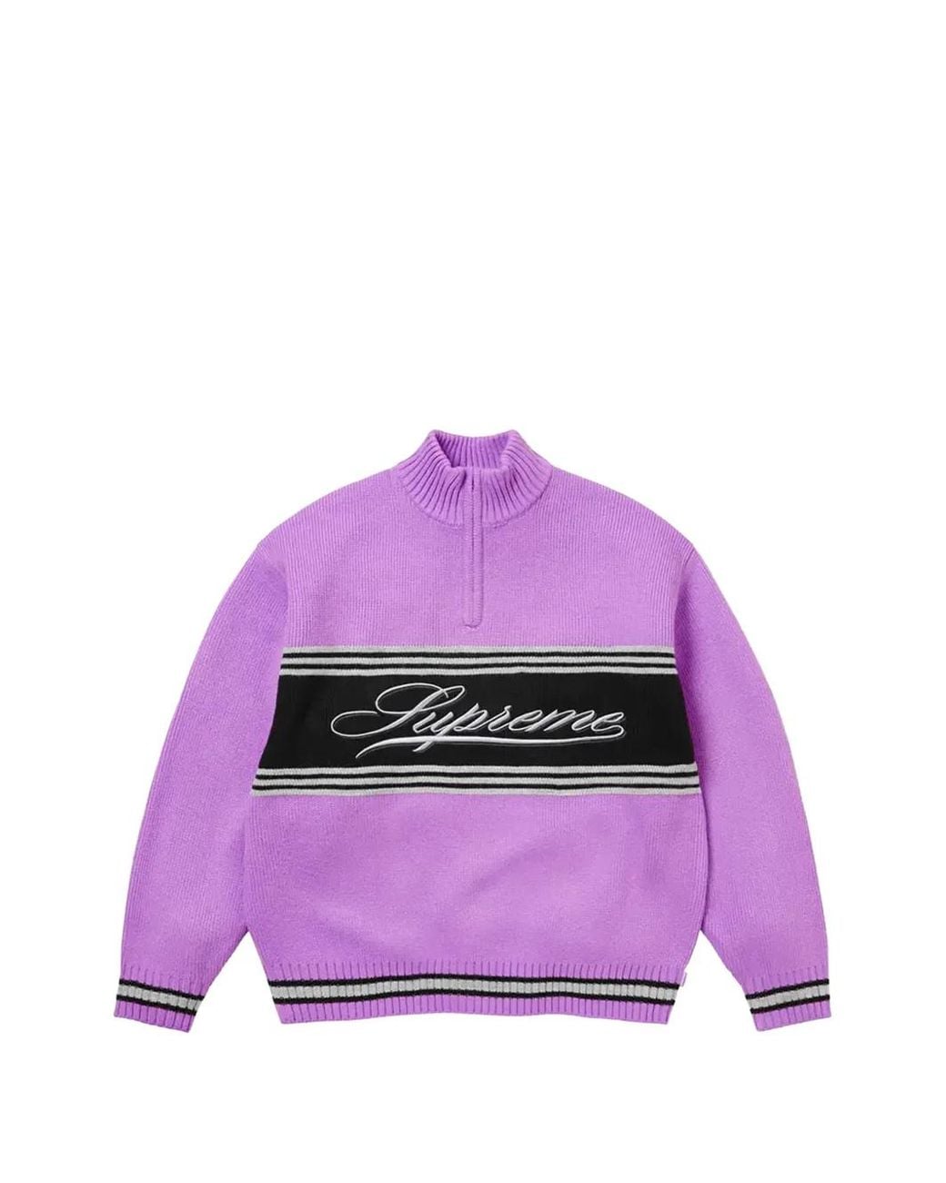 Supreme Script Stripe Half-Zip Sweater in Purple for Men | Lyst UK