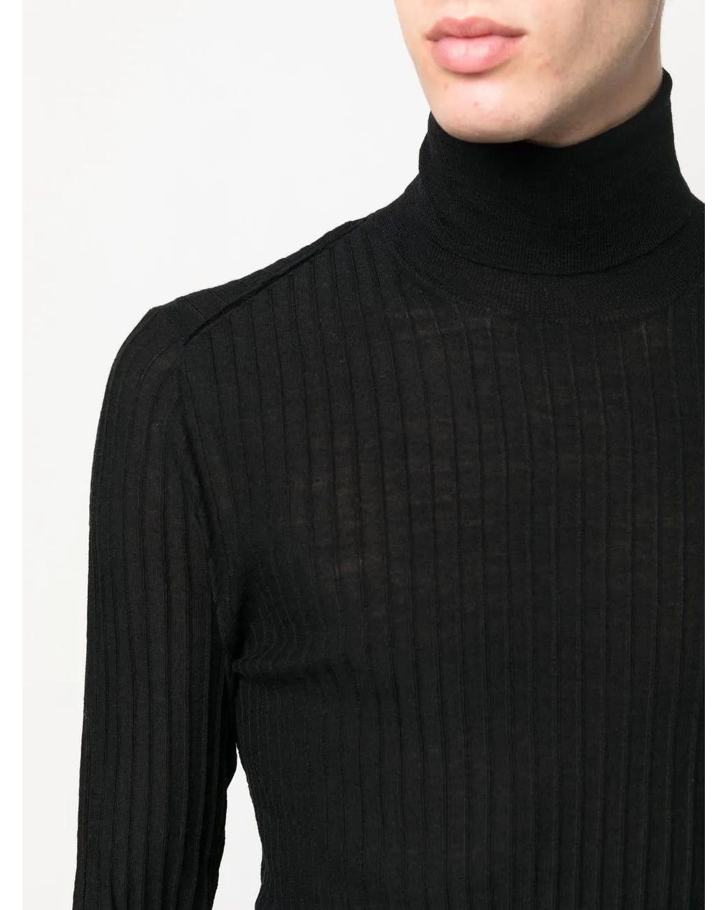Ballantyne Black Ribbed-Knit Roll Neck Sweater for men
