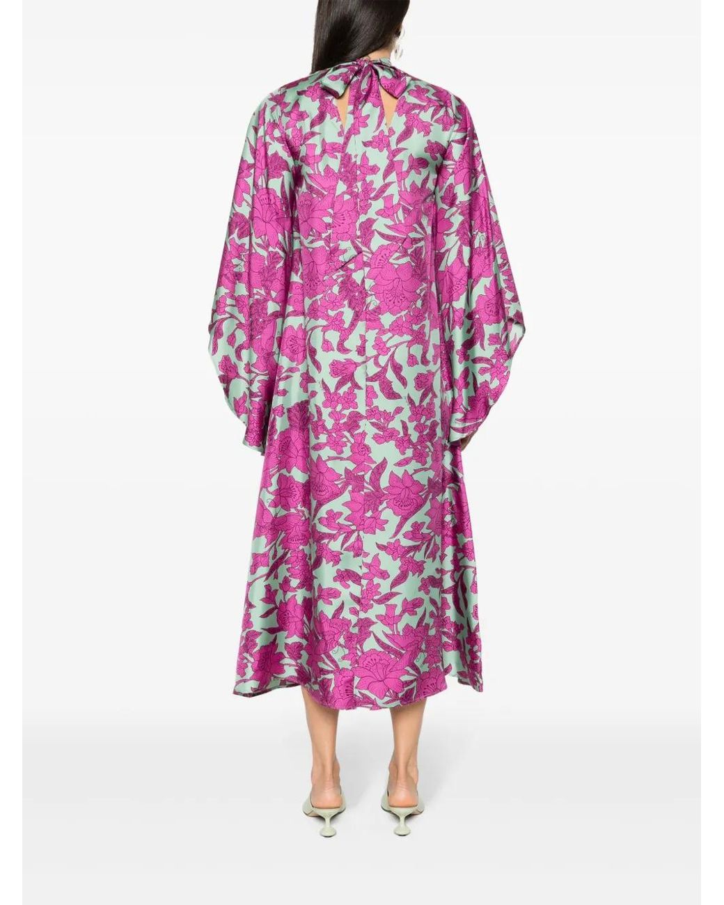 LaDoubleJ Purple Magnifico Silk Twill Midi Dress
