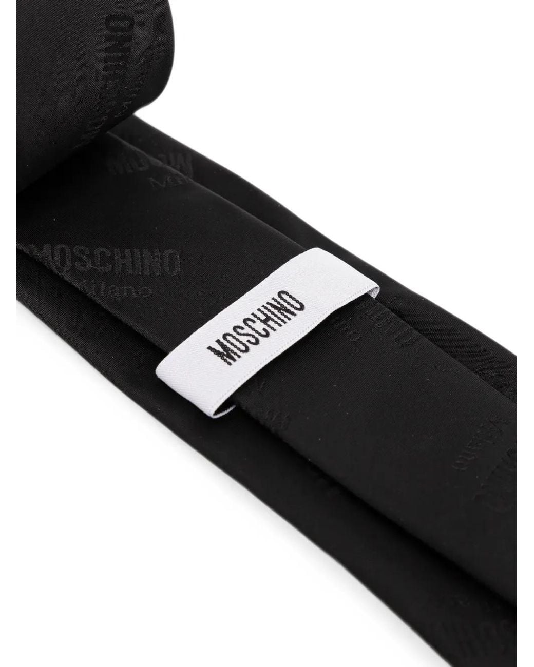 Moschino Black Logo-Jacquard Tie for men