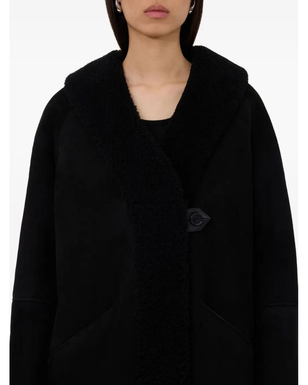 Loulou de Saison Black Isak Hooded Shearling Coat
