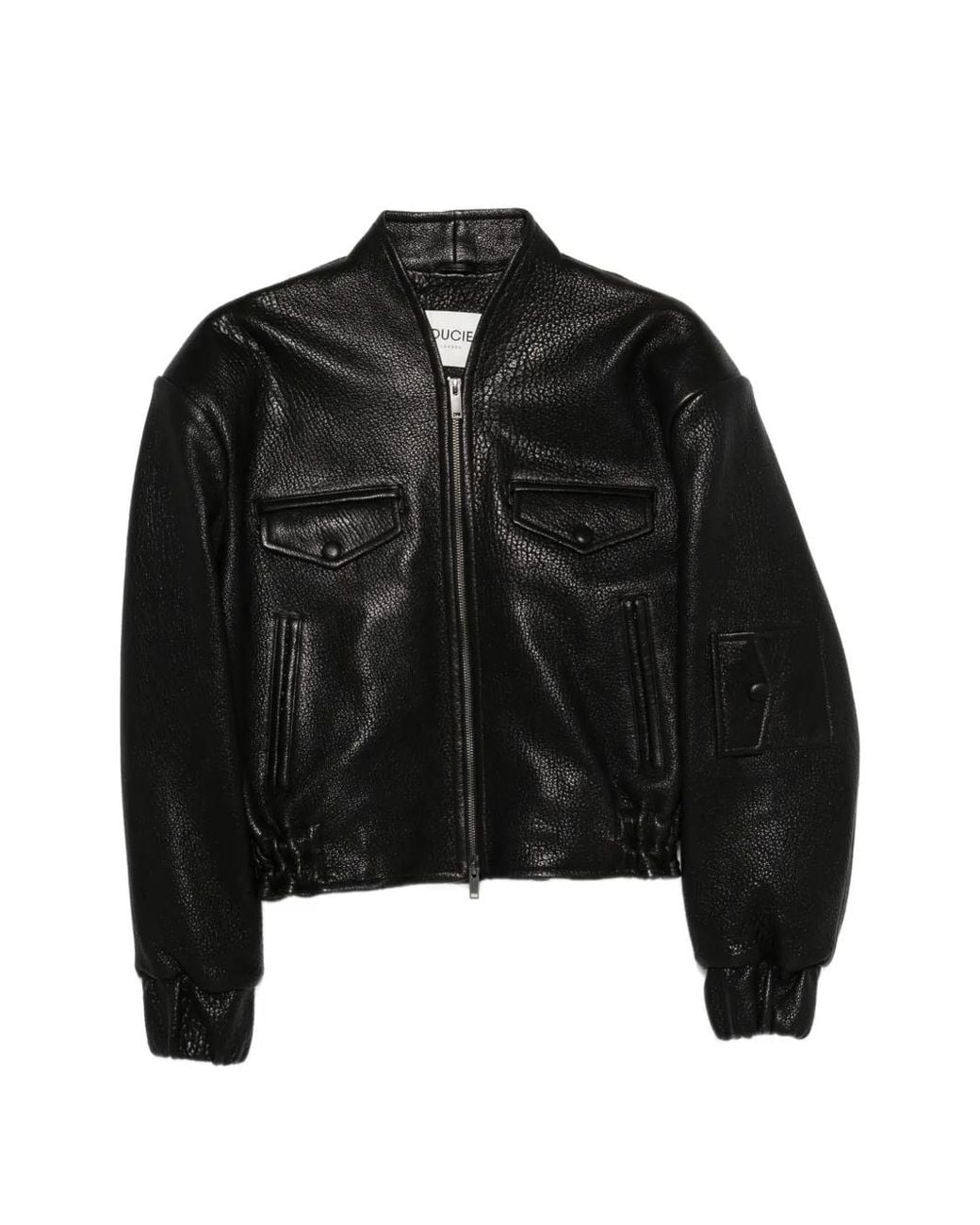 DUCIE Black Frankie Pebbled Leather Jacket