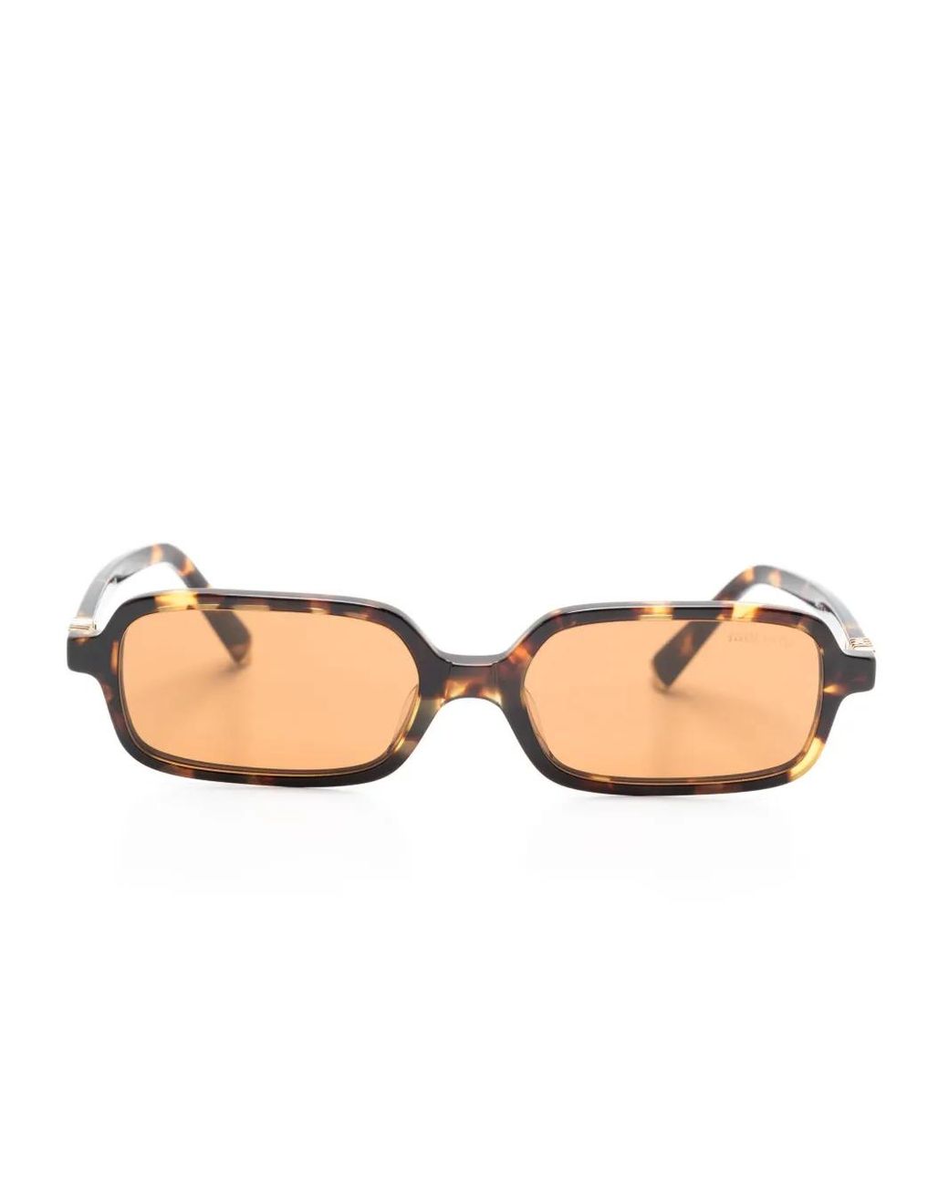 Miu Miu Natural Tortoiseshell Rectangle-Frame Sunglasses