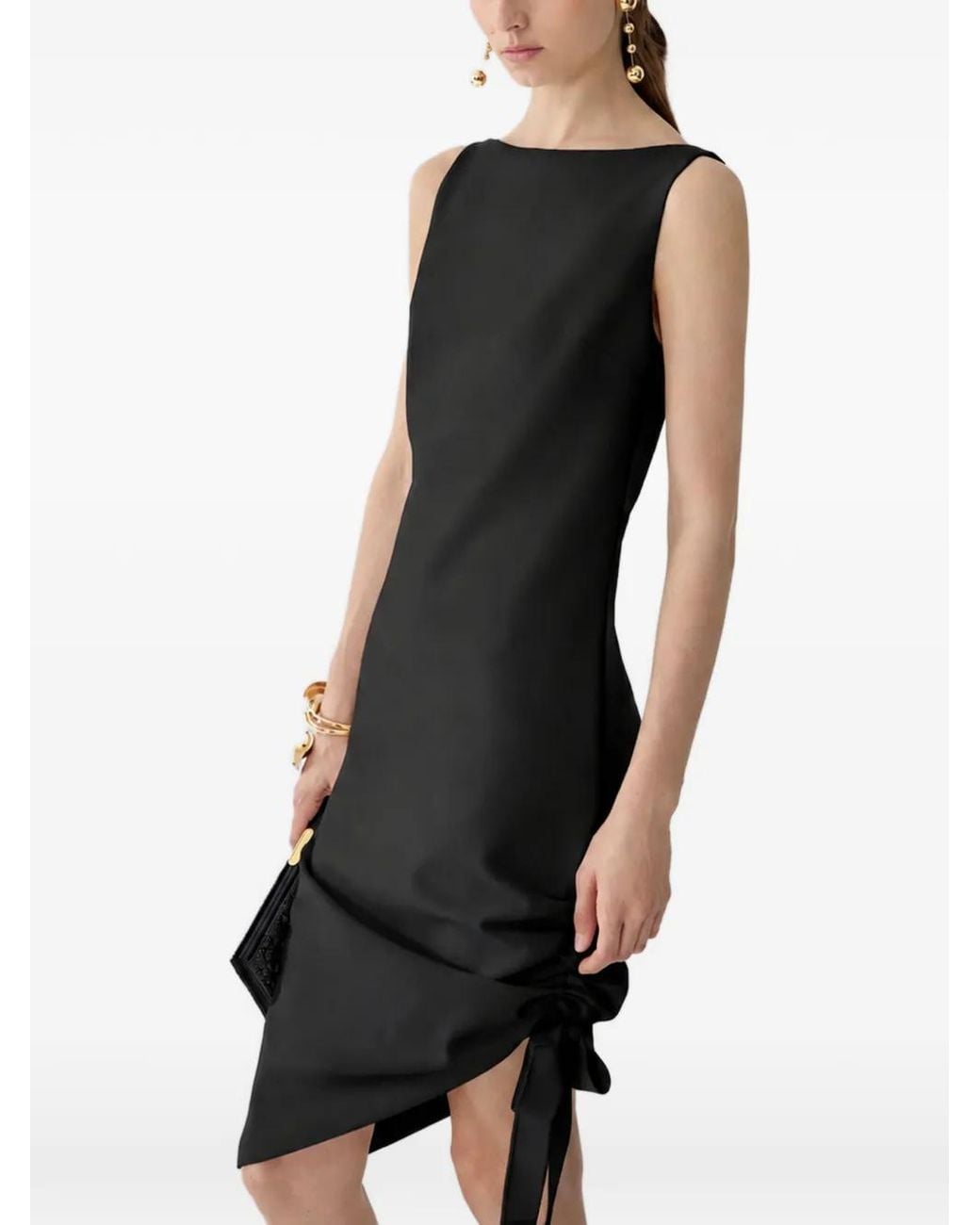 Carolina Herrera Black Robe Asymétrique À Fronces