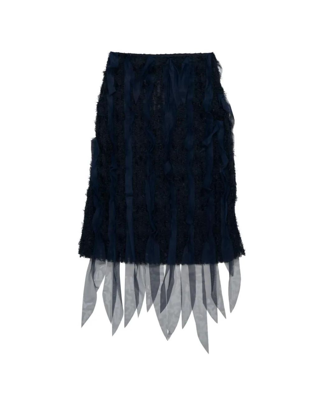 PAULINE DUJANCOURT Blue Jupe En Maille Texturée À Franges