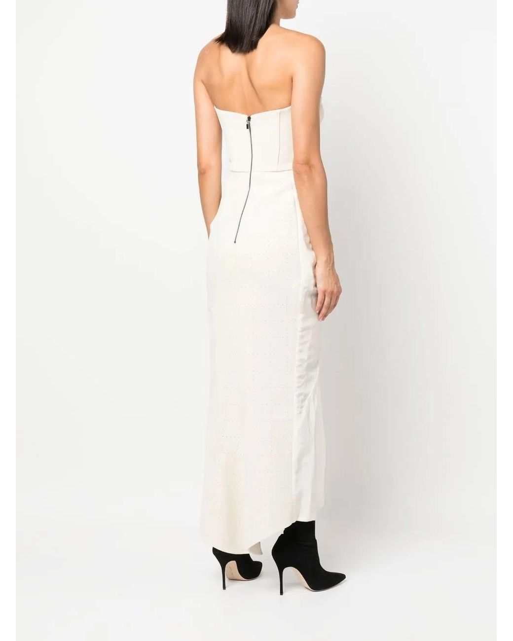 Maticevski White Strapless Draped Floor-Length Dress
