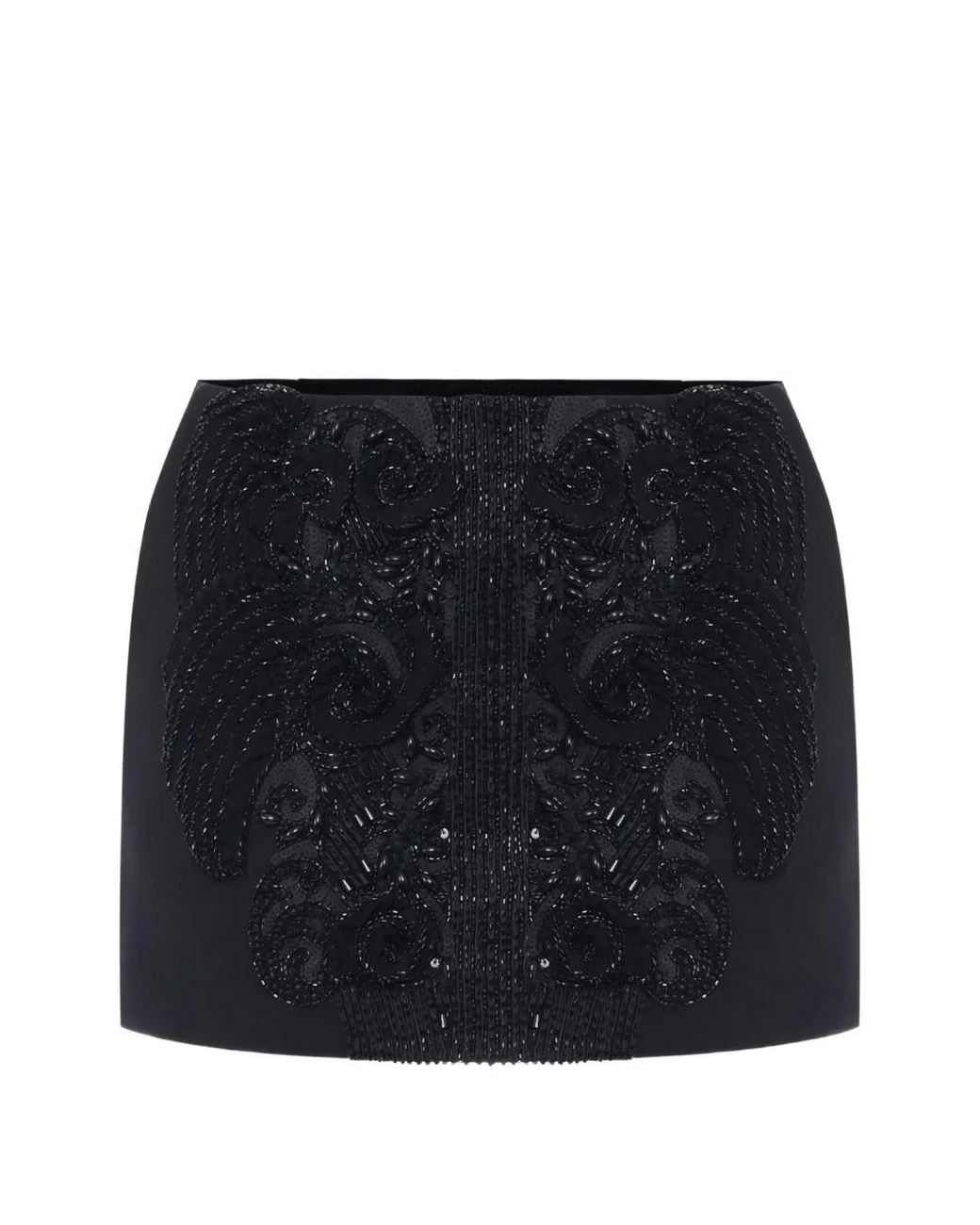 Elisabetta Franchi Black Double Layer Crêpe Miniskirt With Crystals
