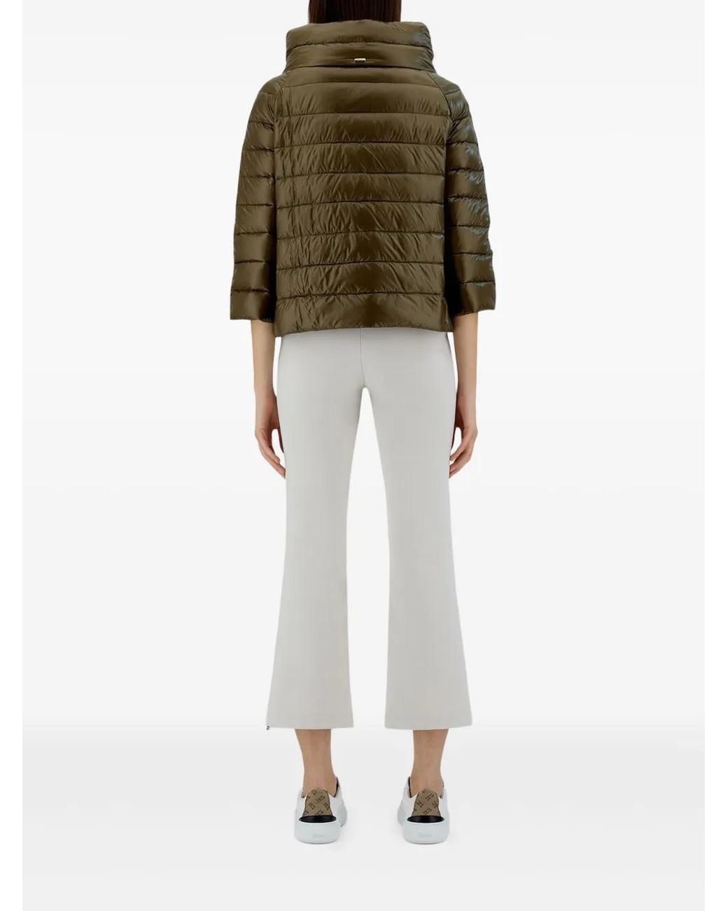 Herno Green Sofia High-Neck Quilted Jacket