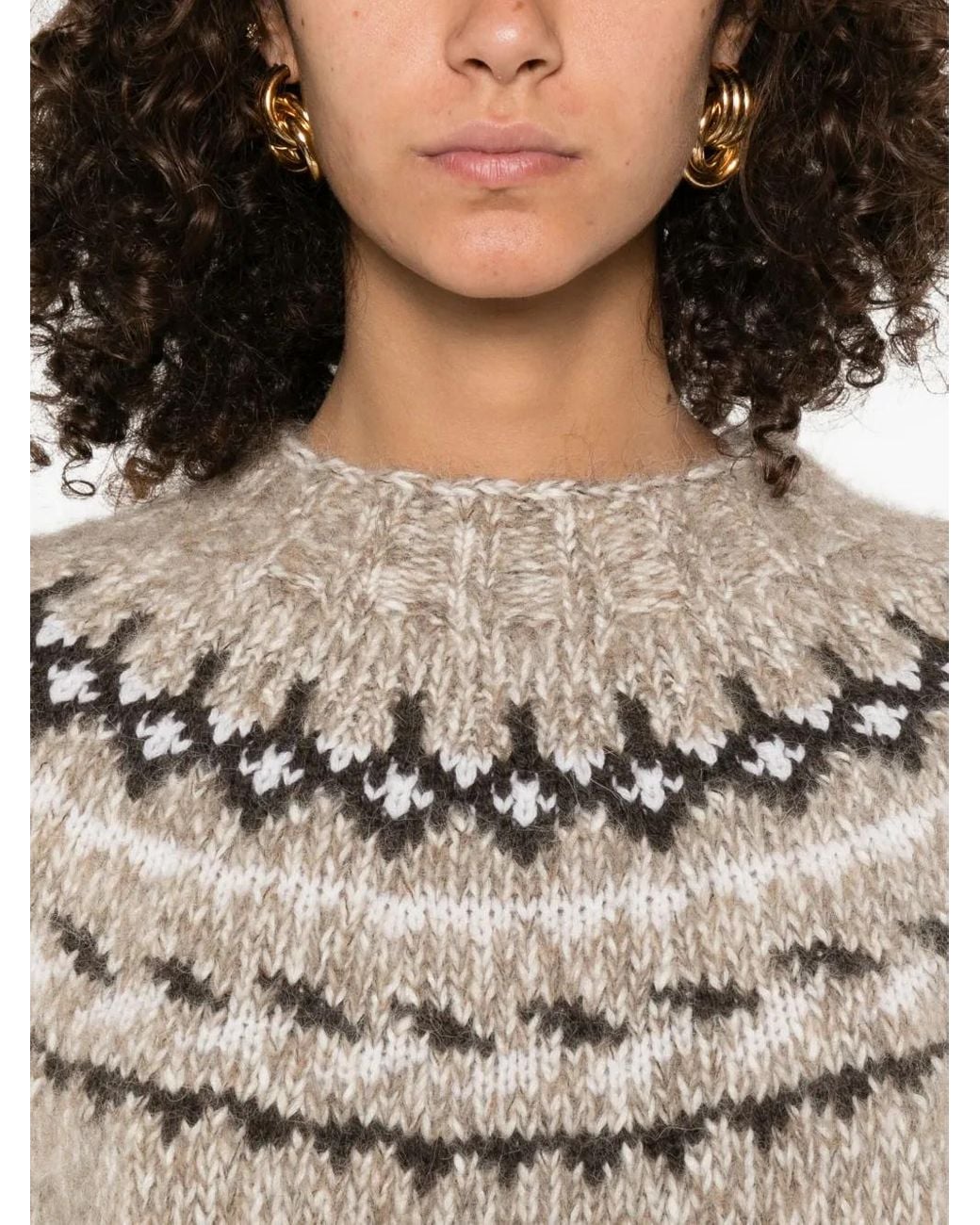 P.A.R.O.S.H. Gray Nordic-Inspired Knitted Sweater With Relaxed Fit