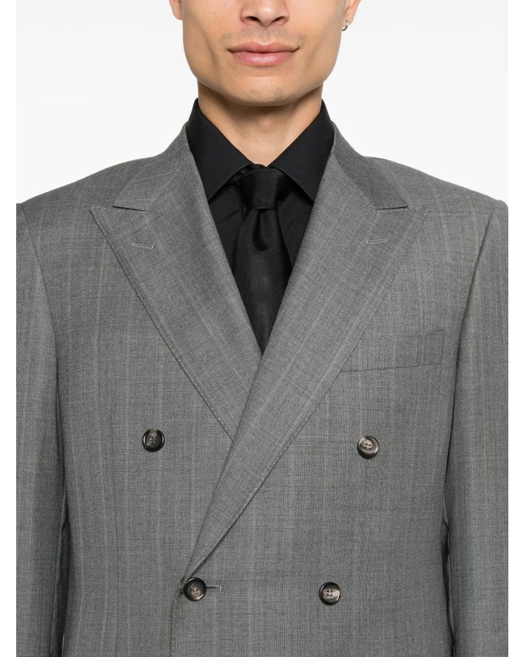 Canali Gray Double-Breasted Pinstripe Suit for men