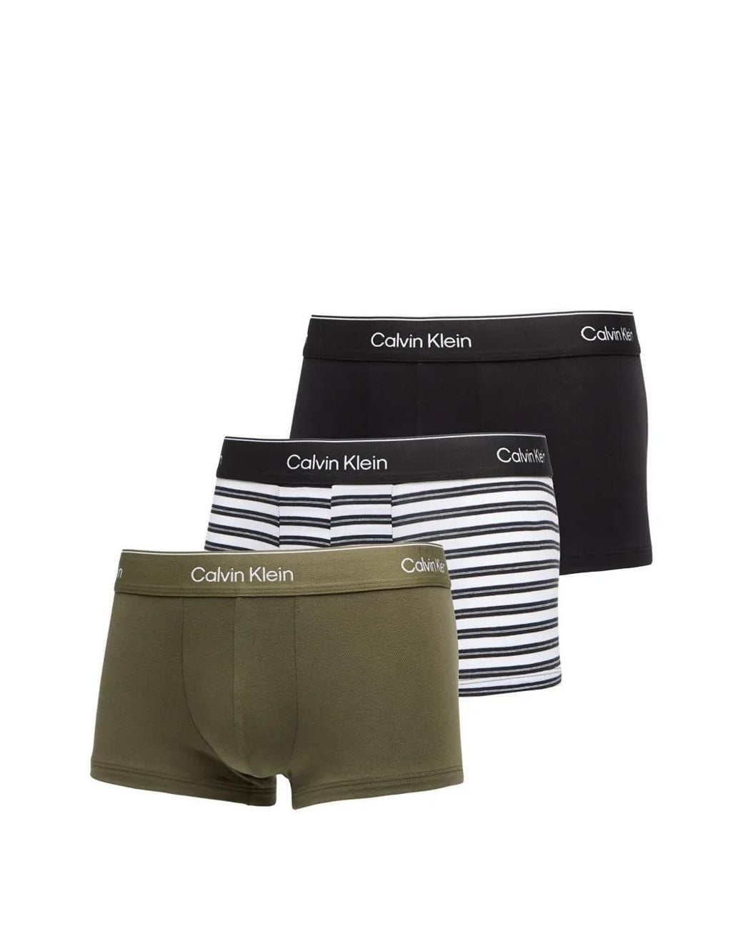 Calvin Klein Black Logo-Waistband Trunks Set Of Three for men