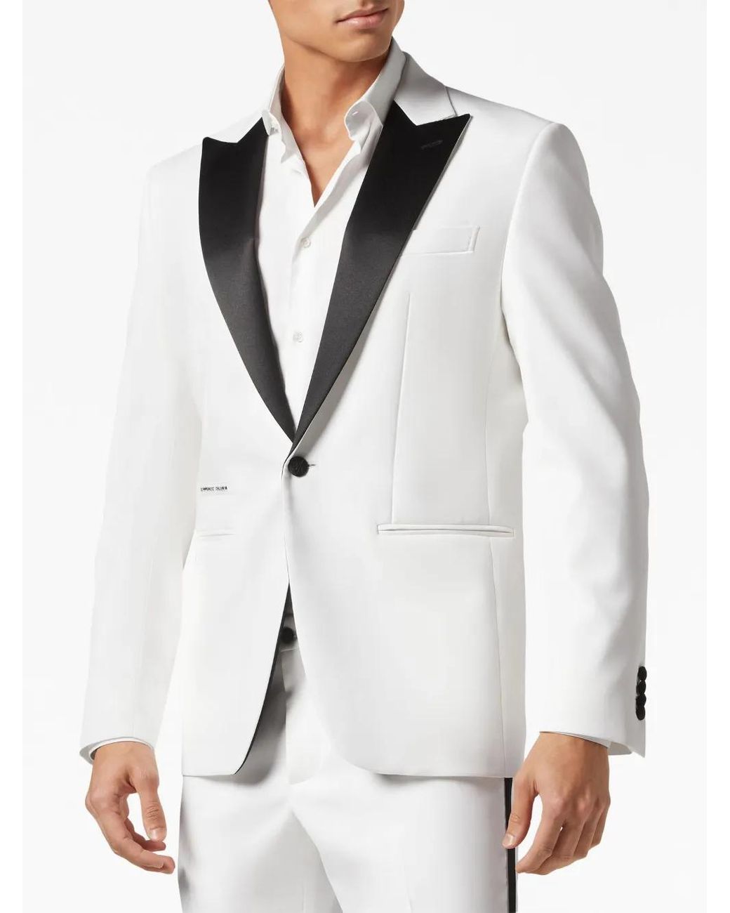 Philipp Plein White Peak-Lapels Single-Breasted Blazer for men