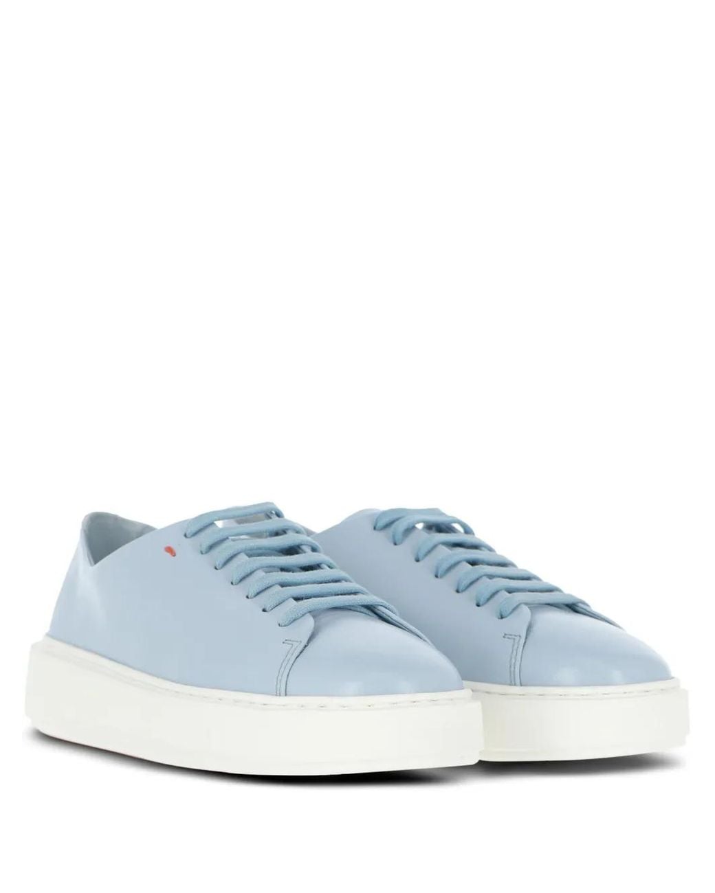 Santoni Blue Fuzz 3 Lace-Up Platform Pumps