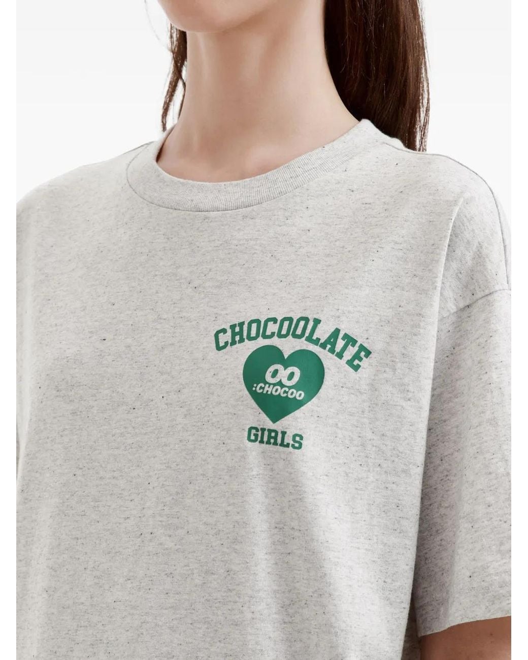 Heart print T-shirt Chocoolate de color Gray