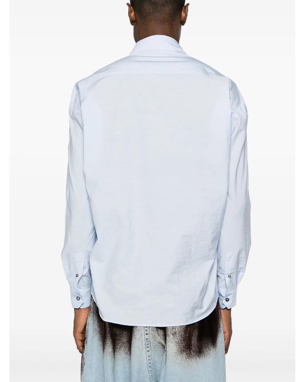 Y. Project Blue Asymmetric Cotton-Blend Shirt