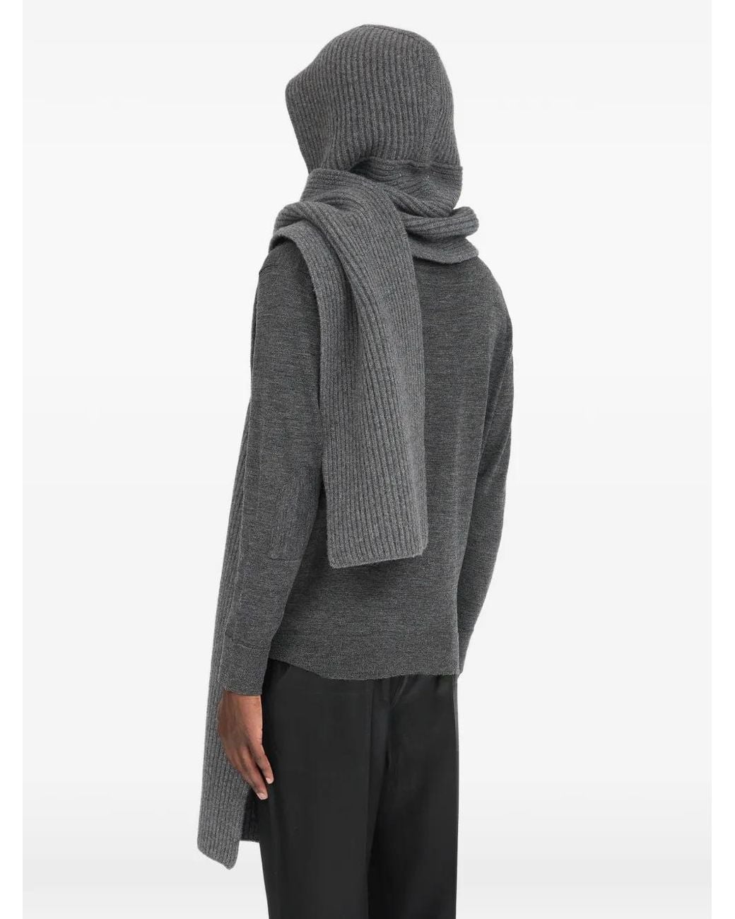 Maison Margiela Black Ribbed Hooded Scarf for men
