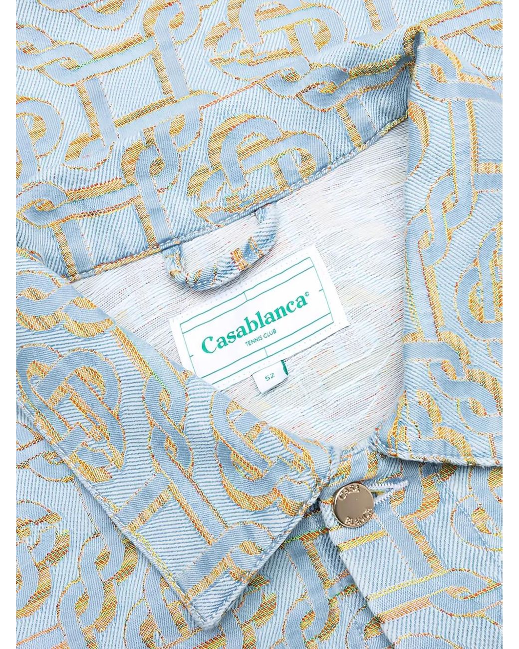 Casablanca Blue Monogram-Jacquard Denim Jacket for men