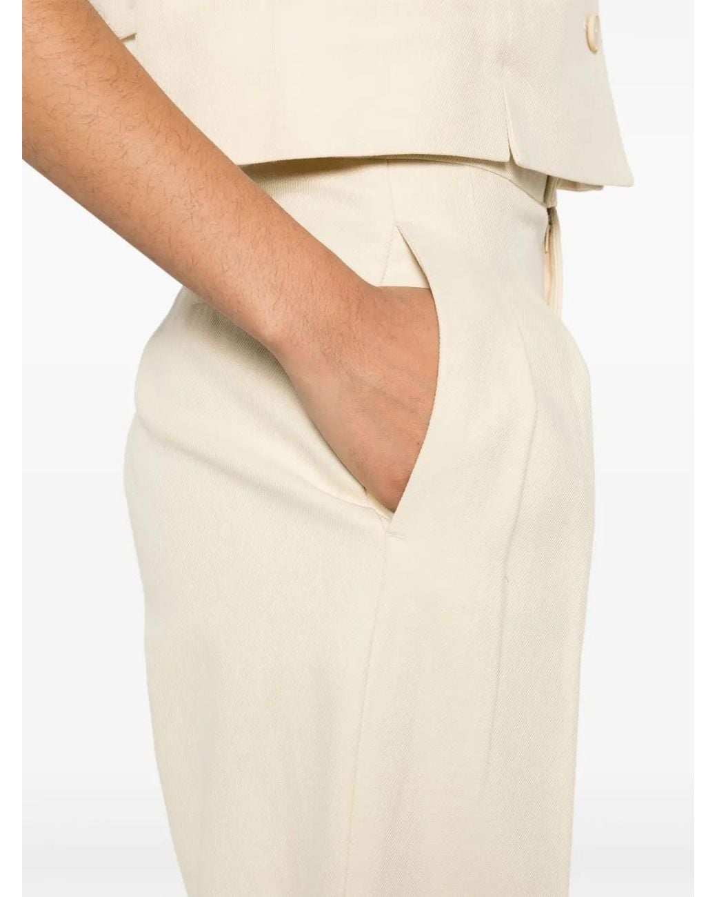 Twinset White Logo-Plaque Trousers