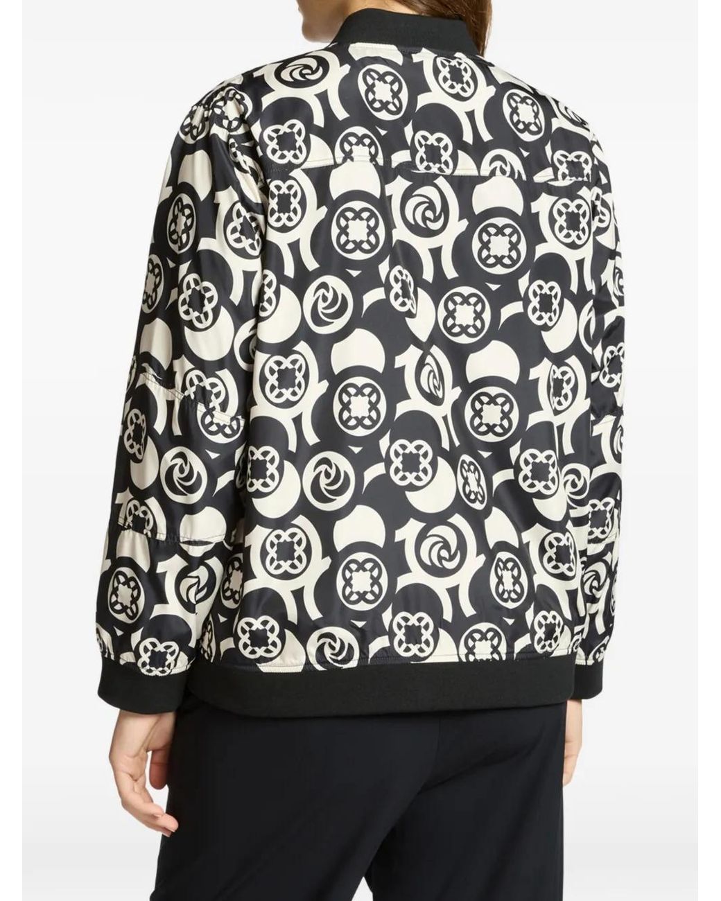 Elena Miro Black Monogram-Pattern Reversible Jacket
