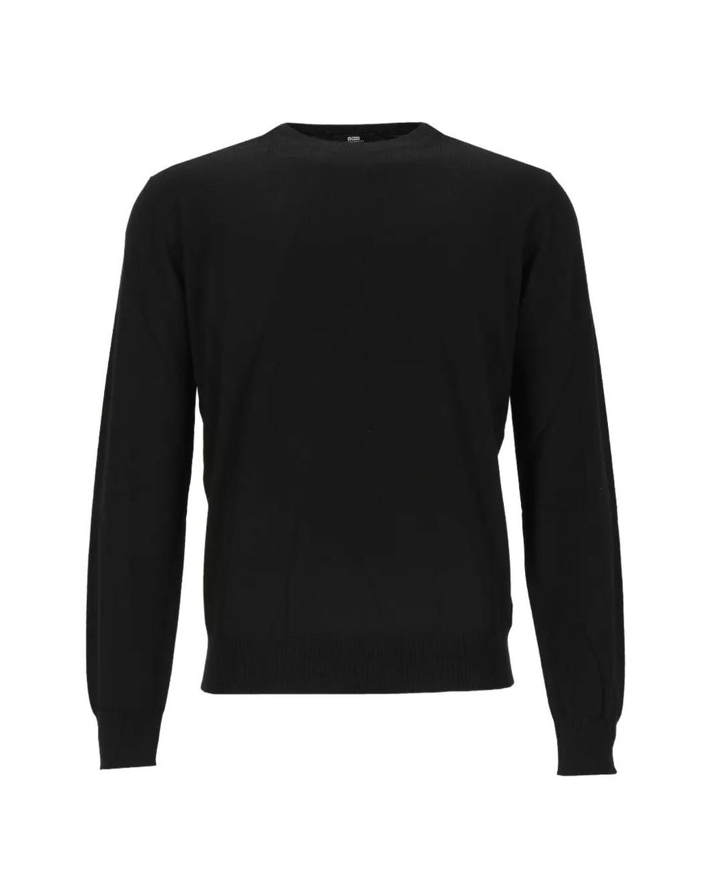Alpha Studio Black Merino Wool Crew-Neck Sweater for men