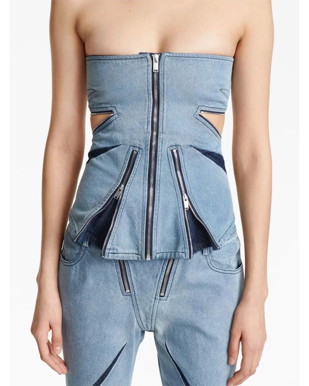 Dion Lee Blue Darted Denim Corset