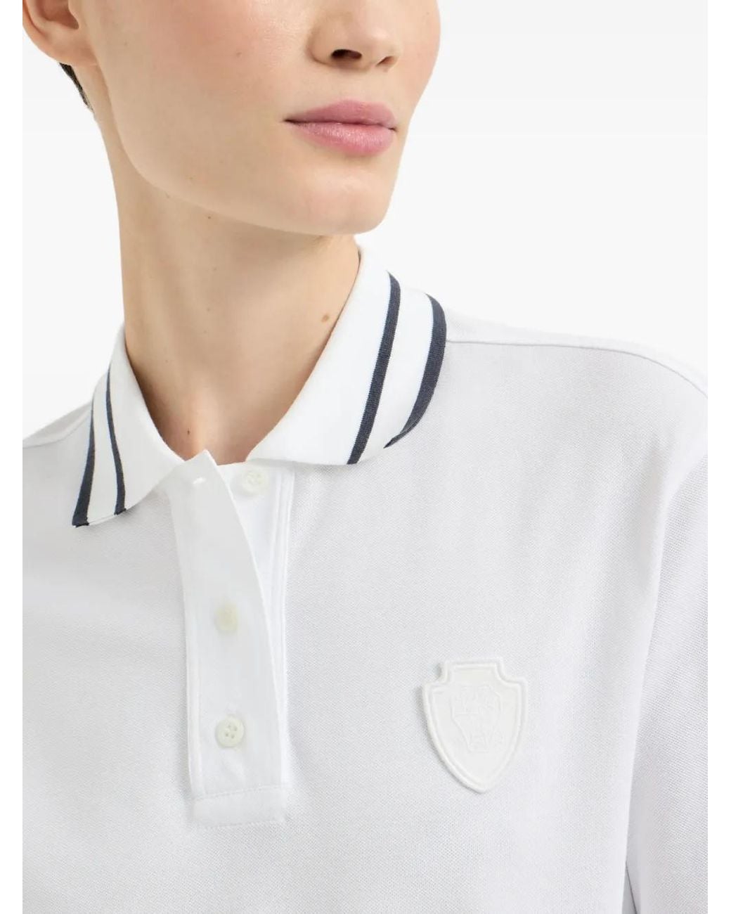 Brunello Cucinelli White Stretch Cotton Piqué Polo Shirt With Logo
