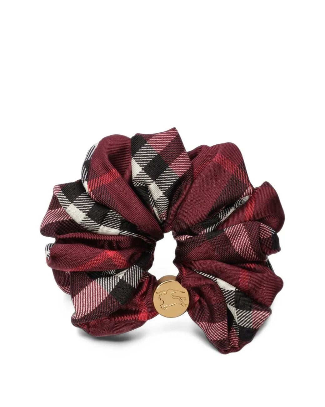 Burberry Red Check Silk Scrunchie