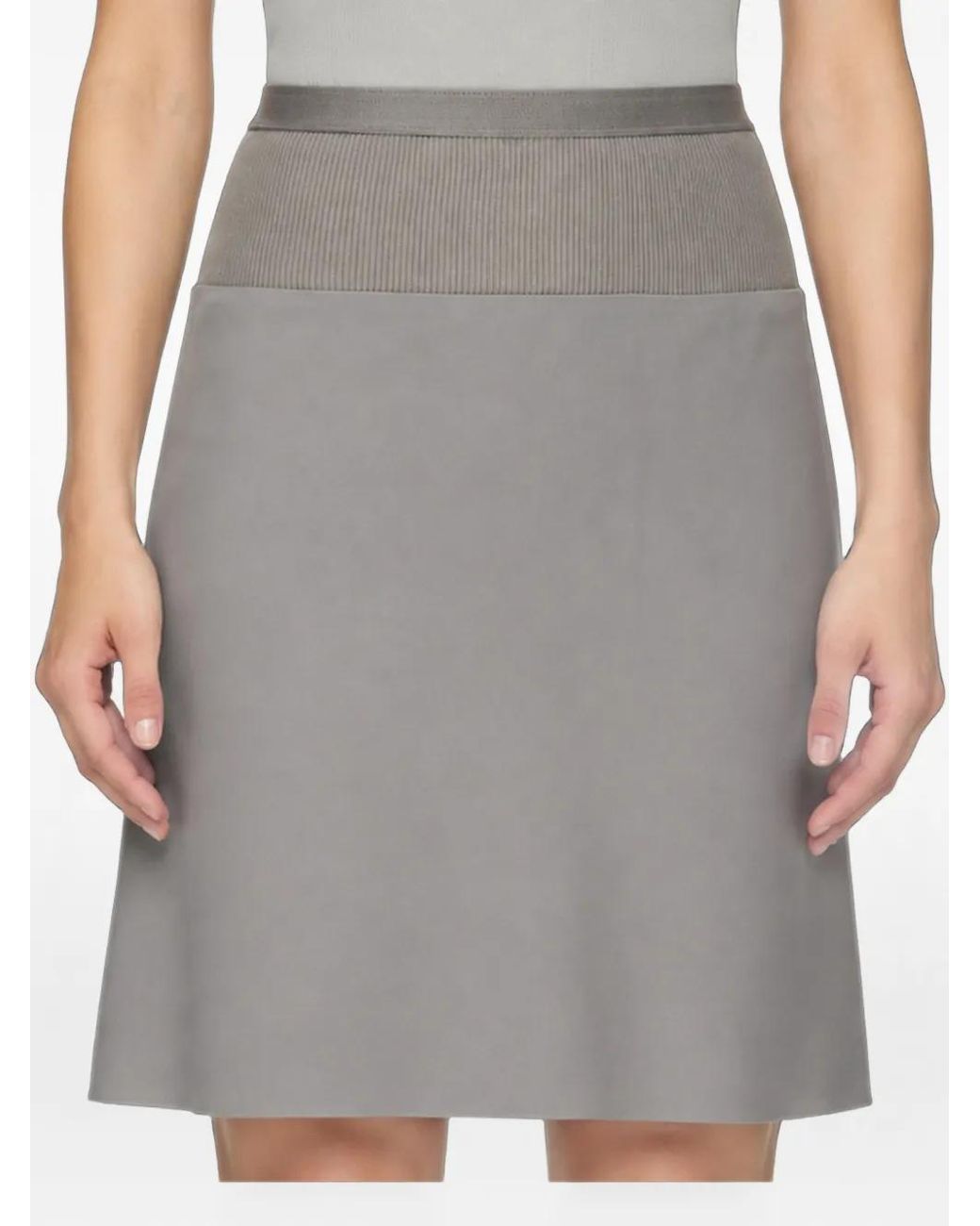 Rick Owens Gray Bias-Cut Ribbed-Waistband Mini Skirt