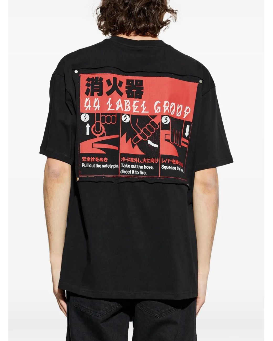 44 Label Group Black Graphic Print T-Shirt for men