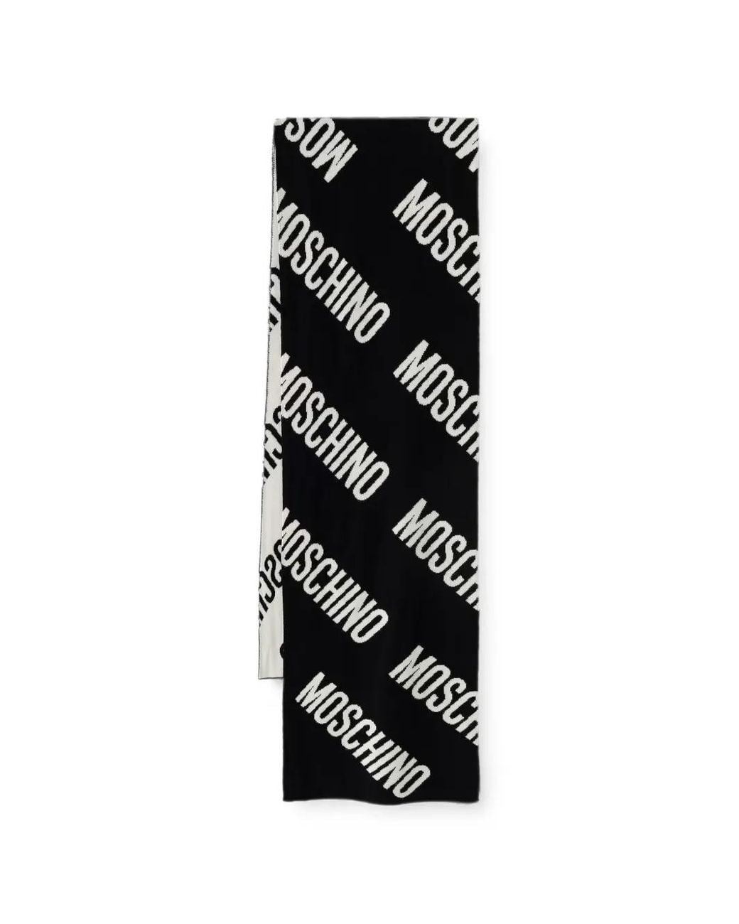 Moschino Black Logo-Intarsia Wool Scarf