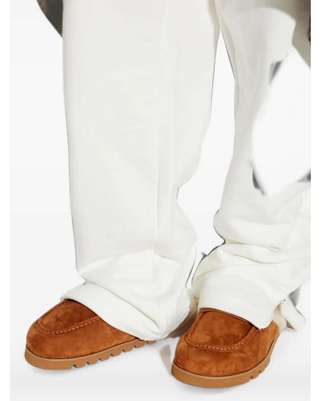 Naked Wolfe Brown Corded Shearling-Trim Mules