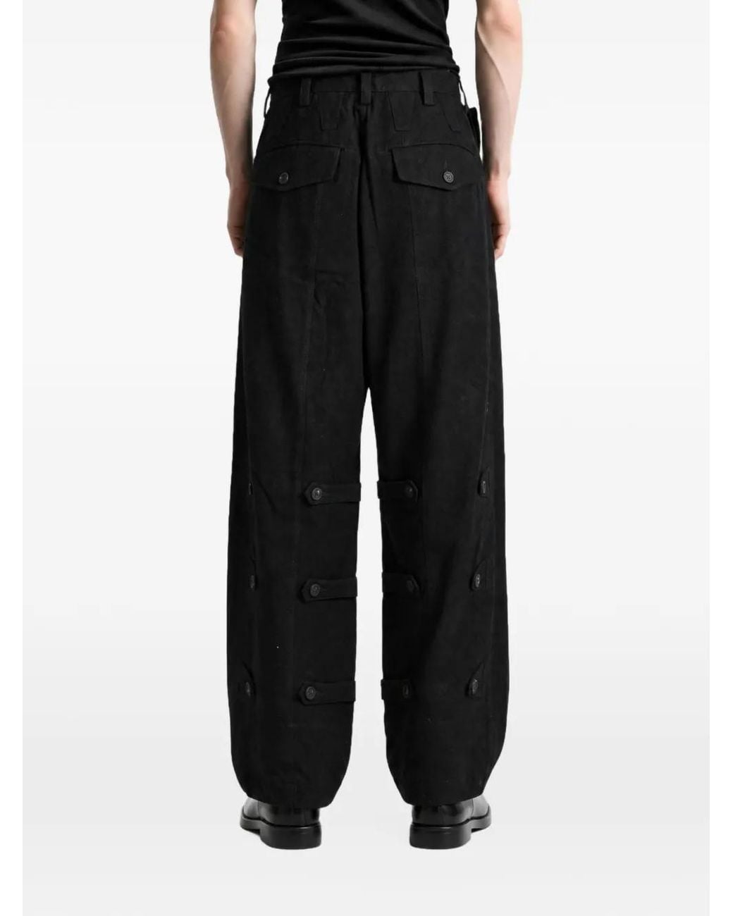 Ziggy Chen Gray Pilot Button-Detailed Wide-Leg Trousers for men