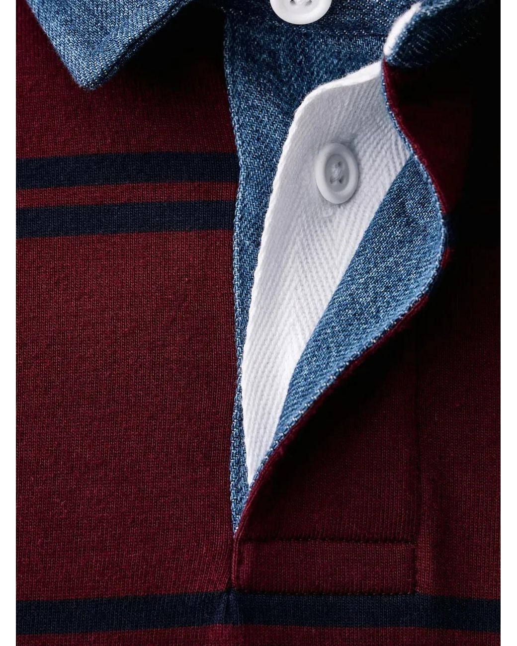 Levi's Red Striped Denim-Collar Rugby Polo Shirt for men