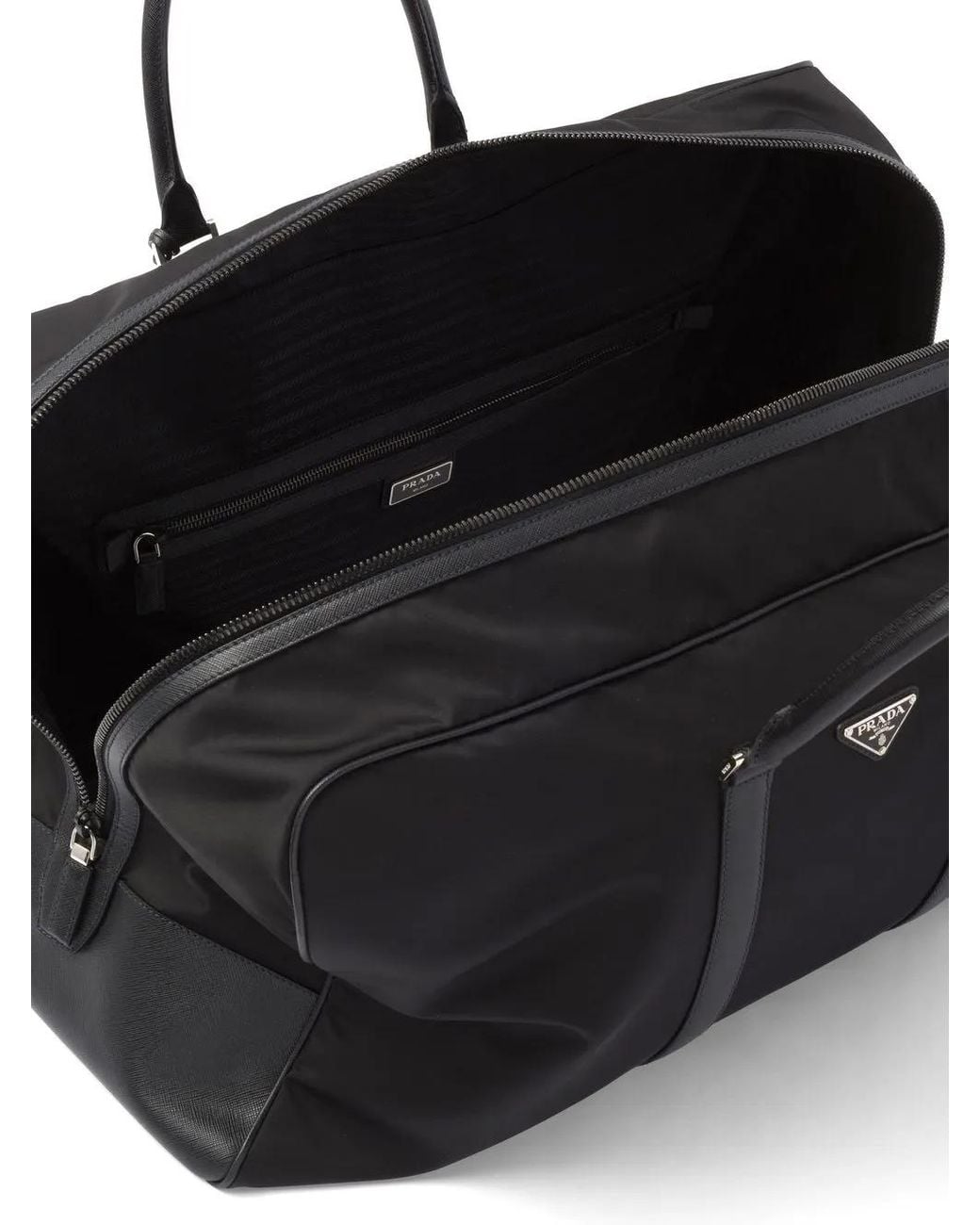 Prada Black Logo-patch Duffle Bag for men