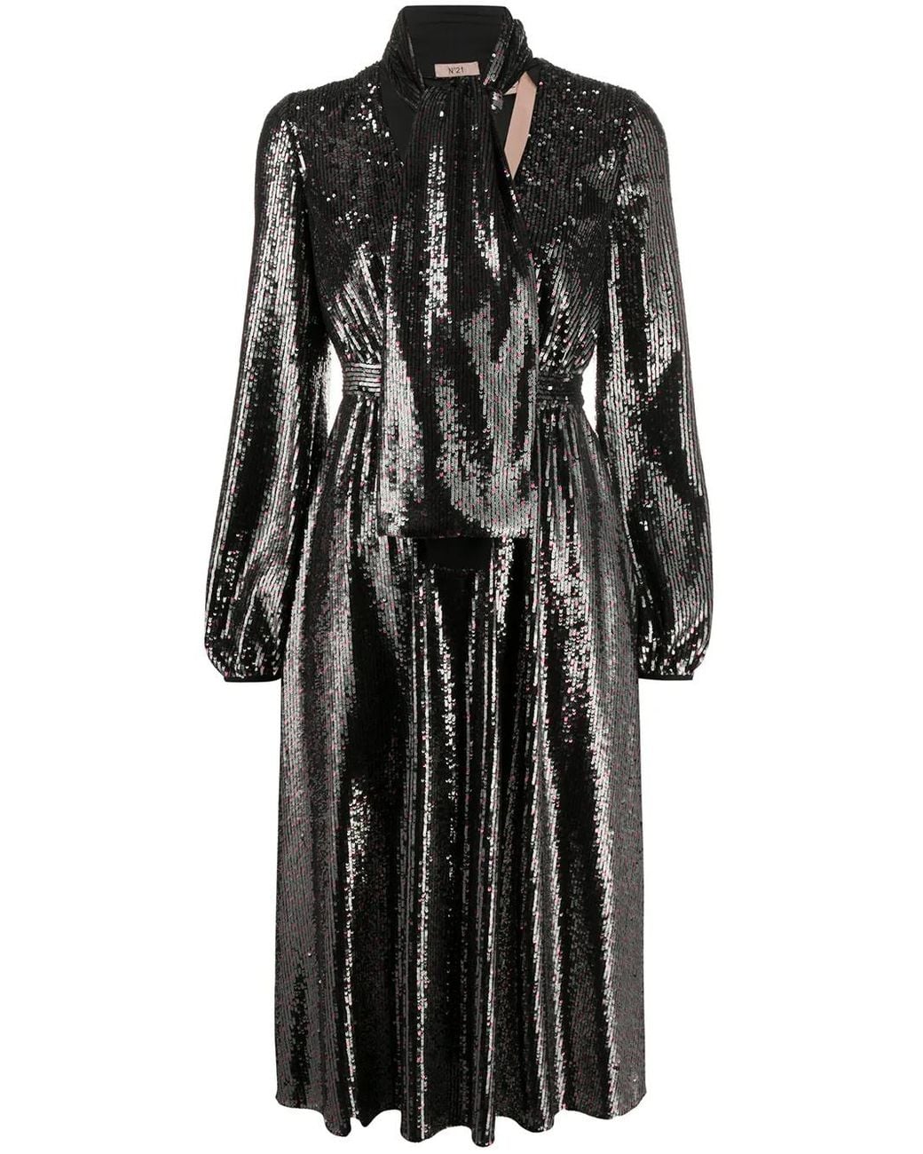 N°21 Black Sequin Detail Midi Dress