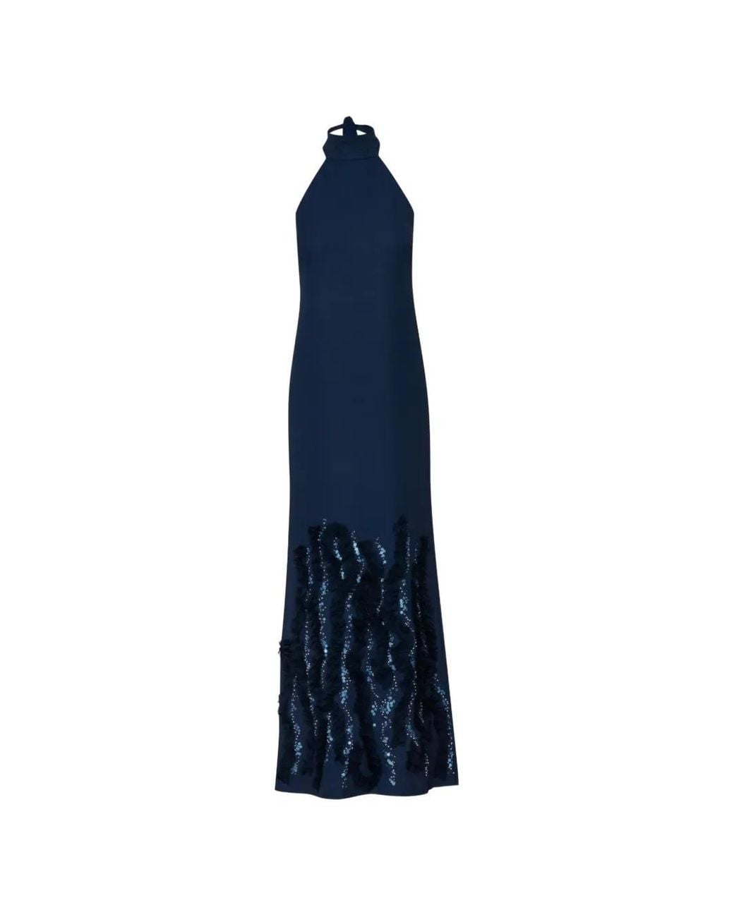 Baobab Blue Sequin-Embellished Ruffled Maxi Dress